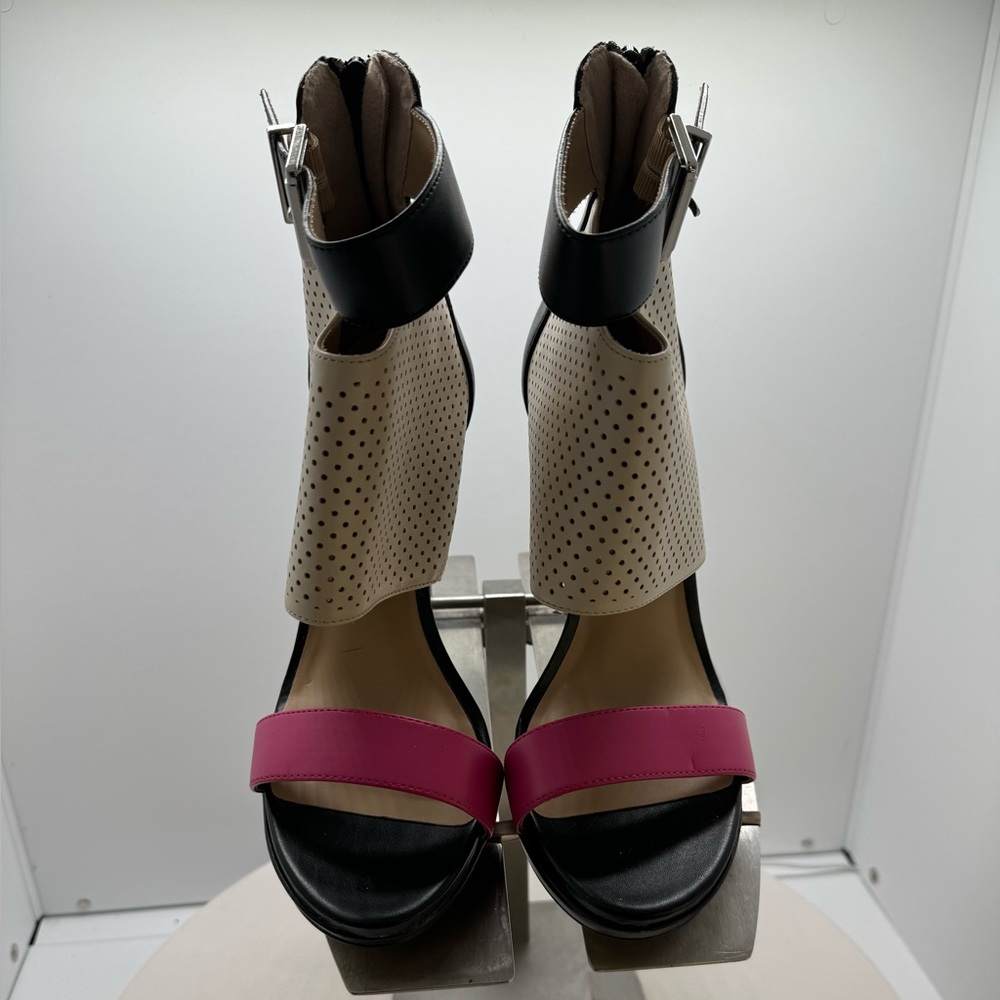 Juicy Couture Jcatarahice Strap Black Pink Stiletto Platform Heels Size 7 1/2